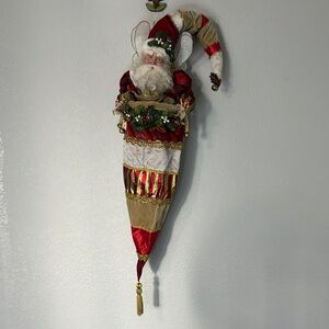 Mark Roberts Fairy Santa Christmas Stocking Red Gold